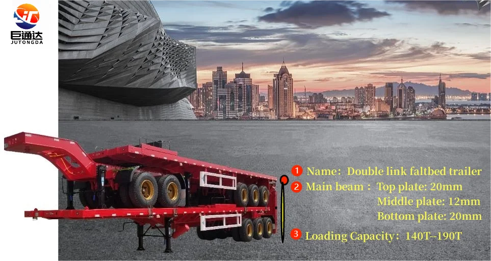 Jt Loading Flatbed Trailer 20ft 40ft Steel Truck Trailers Semitrailer