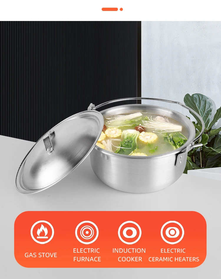 Hot Sale Aluminum Soup Stock Pot Multiple Sizes Kitchen Cooking Sauce