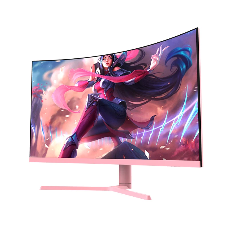 Girls Pink Monitor Gamer Display Adjustable Stand Frameless 27 Inch 1K 2K  165hz Curved Gaming Monitors LED Backlight