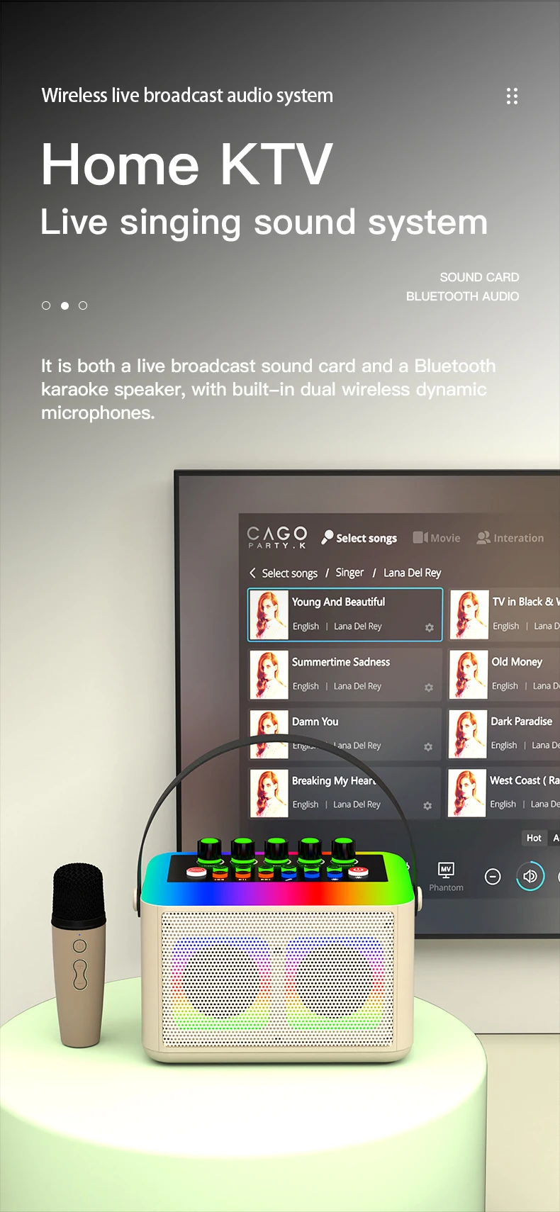 All-in-One Home Karaoke Set with Audio Mixer Sound Cards Home Broadcast Microphone for Live Shows