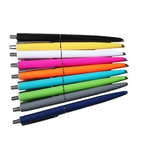 Popular Slim Plastic Ball Pen Retractable Click Office Hotel Pens with Clip Supermarket Set Ballpoint Pens