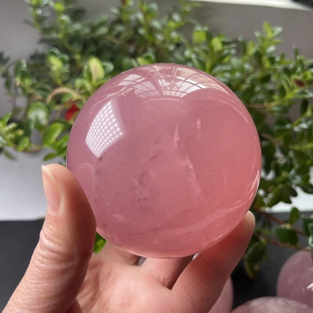 high quality natural rose quartz sphere polished pink crystal