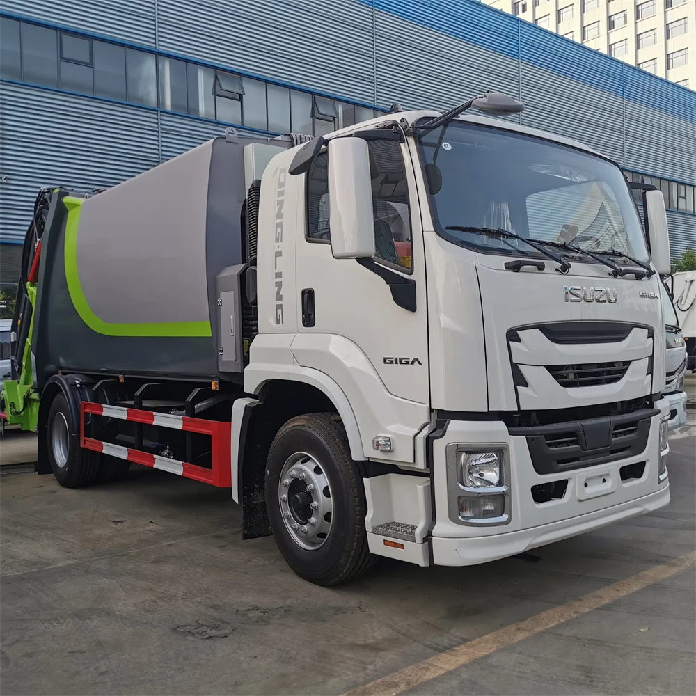 Oem Low Price Side Loading Tractores 4x2 Garbage Compactor Truck ISUZU  14M3  Garbage Truck
