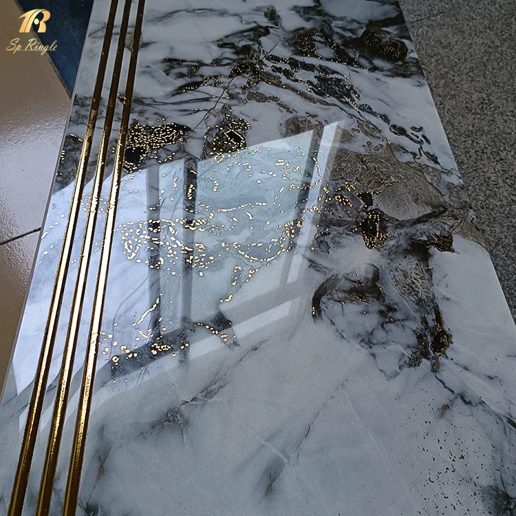 Springletile Luxury Black And Gold Marble Glazed Porcelain Ceramic