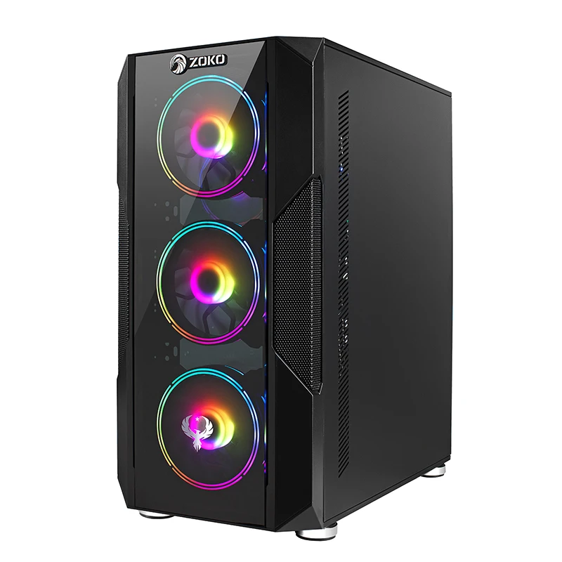 High Quality Computer Box Glass PC Case Desktop Stock Computer Case White Plastic Cpu Hard Plastic ATX Computer Case Mid Tower