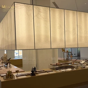 Classic Art Deco Bar Counter Hotel Chandelier Stainless Steel Frame with Oval Fabric Shape for Club Light & Hotel Lobby