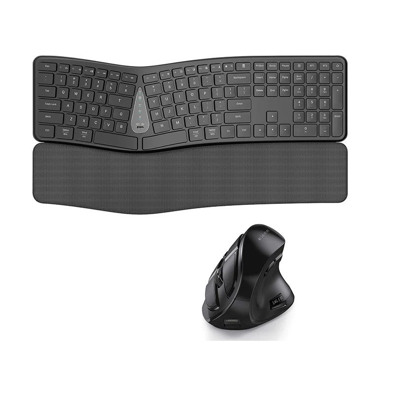 Ergonomic Wireless Keyboard and Mouse Combo Multi-Device Slim Rechargeable Keyboard and Mouse Combo for Laptop Tablet
