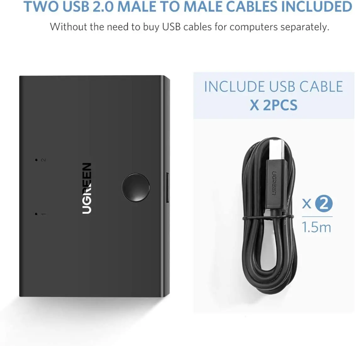 UGREEN USB共享开关USB 2.0外围设备切换器适配器盒2计算机共享1 USB设备集线器| Alibaba.com