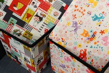 HStex 2020 Cartoon Storage Folding Ottoman Fabric Small Stool Easy Carry Children Stools with Animal Print