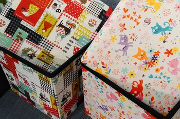 HStex 2020 Cartoon Storage Folding Ottoman Fabric Small Stool Easy Carry Children Stools with Animal Print