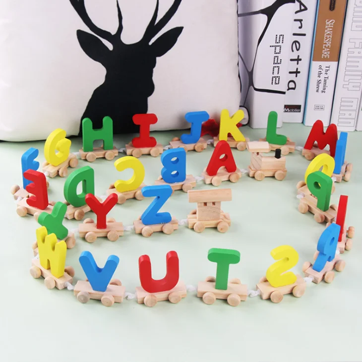 Игрушки Детские Ранние обучающие игрушки деревянные буквы поезд