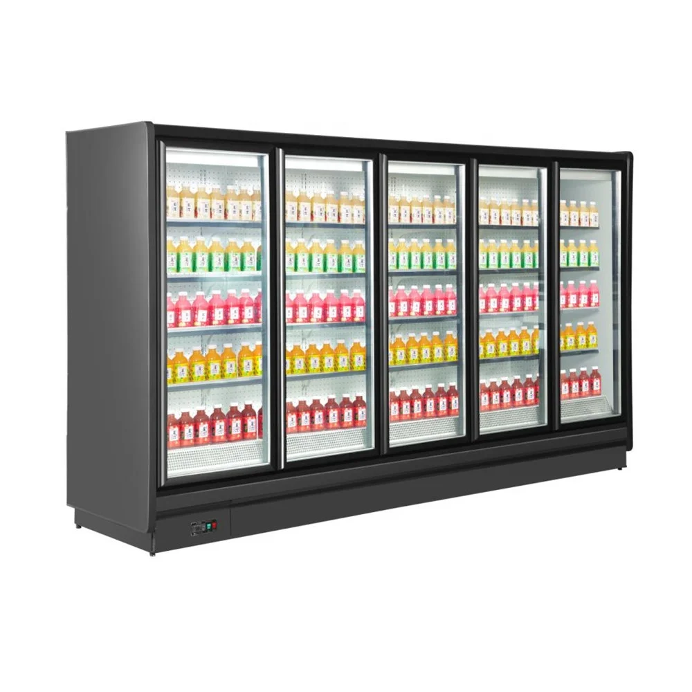 Supermarket Refrigerator 5 Upright Chiller Glass Door Freezer Refrigeration Equipment2998*850*2080mm/-133033