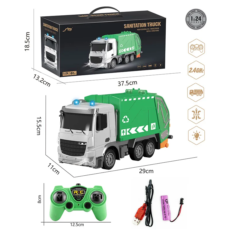 2.4Ghz Remote Control Garbage Truck Toys 1 24 RC Garbage Truck with Trash cans 6 Channel Remote Control Waste Management Garbage Alibaba