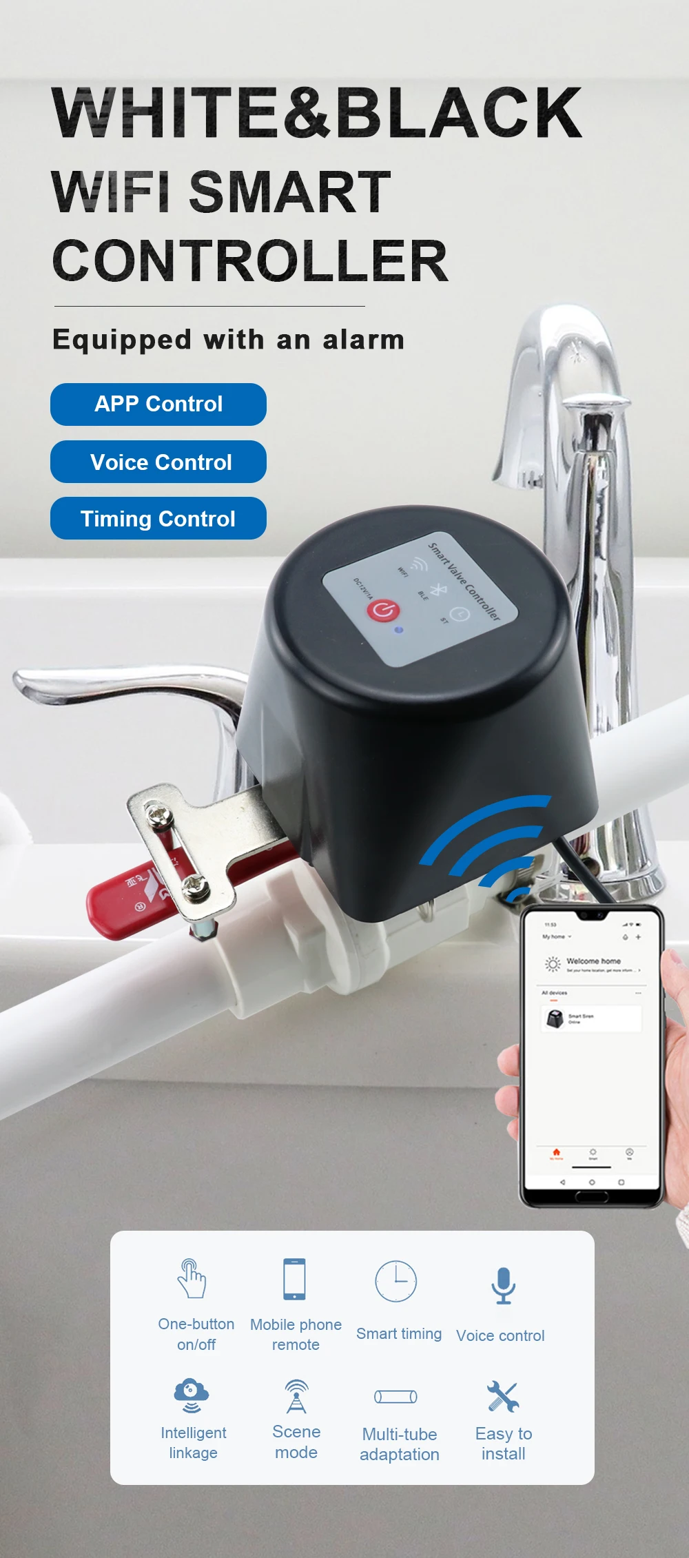 Tuya Zigbee Smart Valve Controller for Water Gas Pipeline Auto Shut on ...