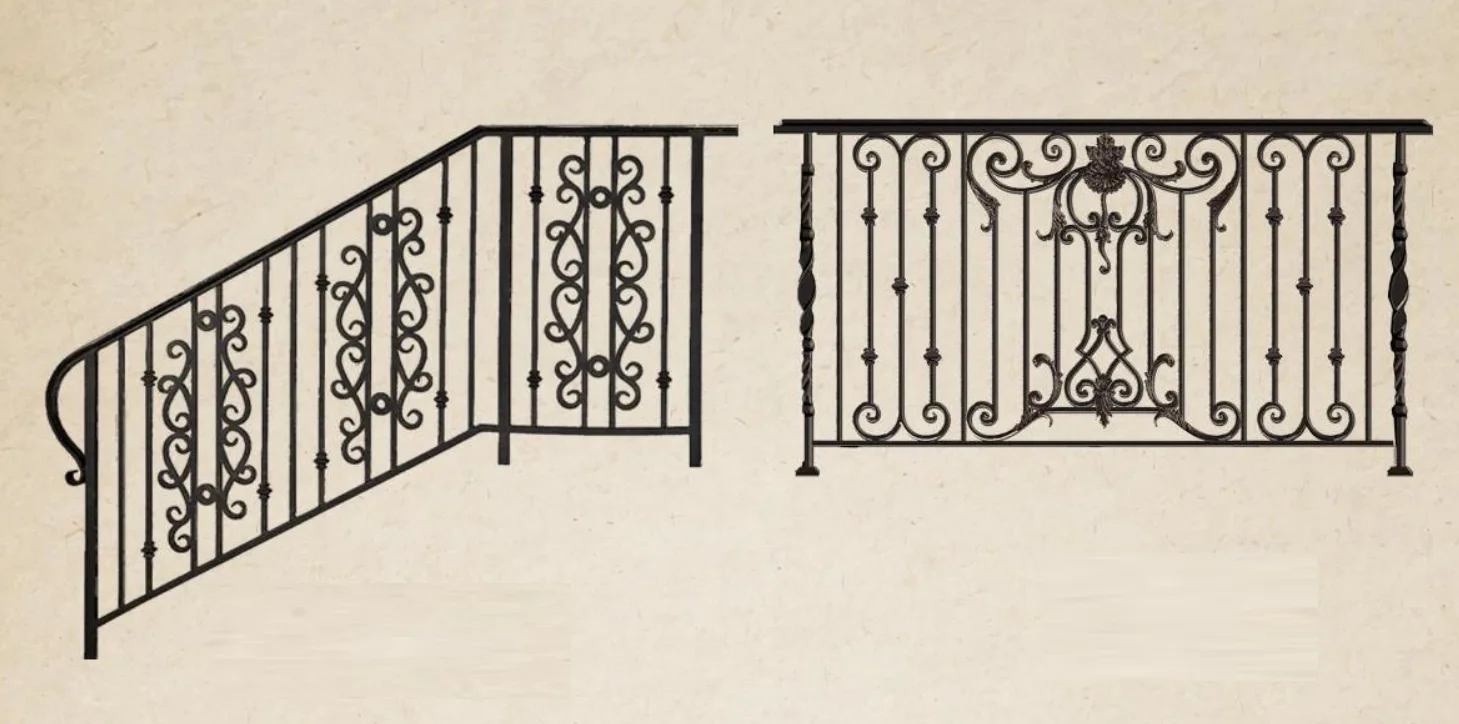 Modern Luxury Iron Brass Stair Baluster Indoor Stair Railing Brass