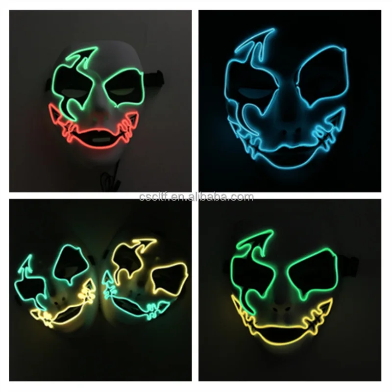 2023 Led Halloween Mask Cold Glowing Mask Light Up Mask Luminous Facepiece Props Gifts Festival