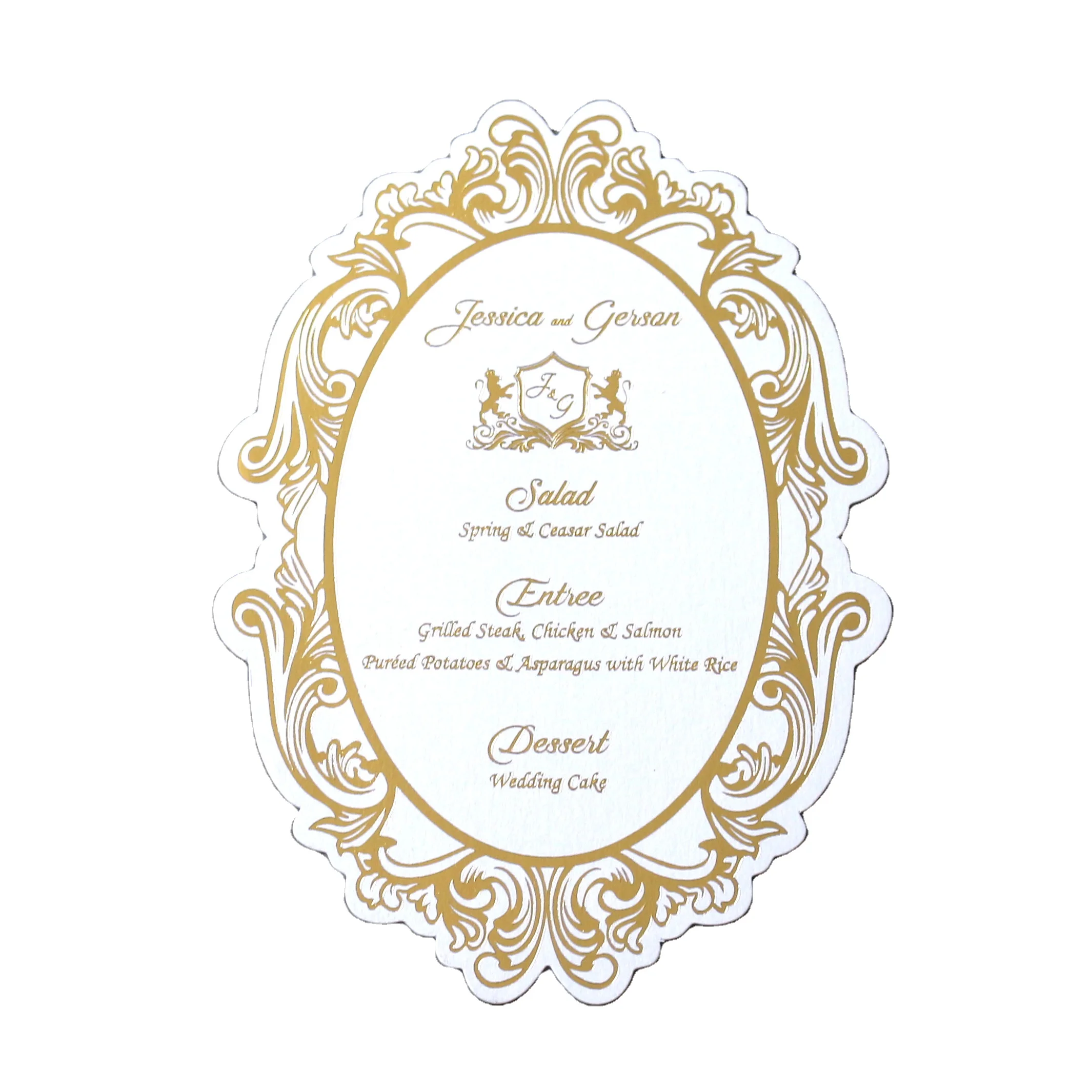 European Style Bronzing Paper Menu Card