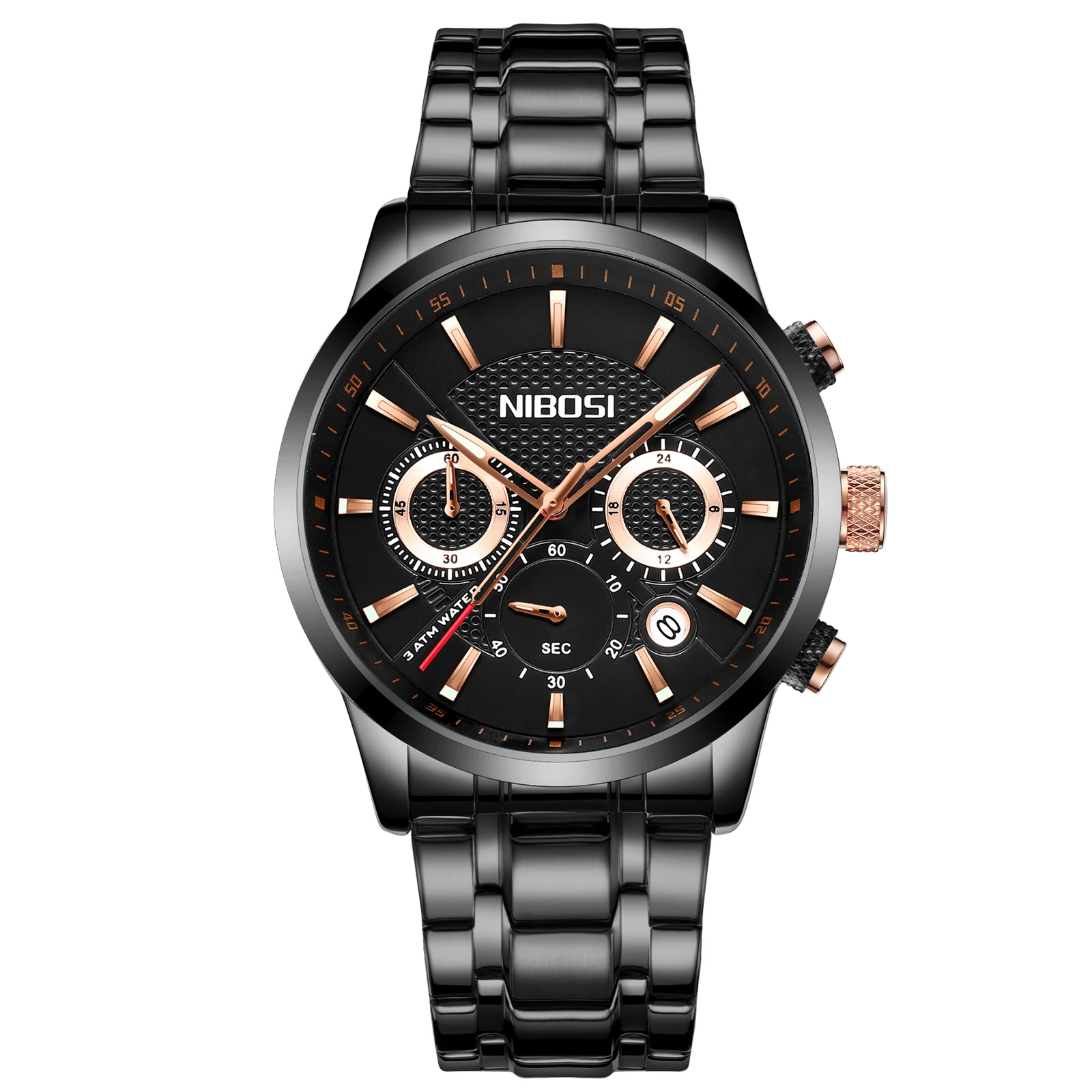 NIBOSI 2313 Ornate Classic Durable Fancy Design Factory Price Chronograph Low Price Men Quartz Watch with Stainless Steel Band