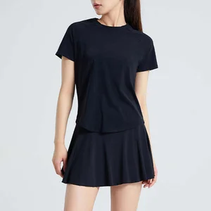 2026 Custom Logo Printed Mini Workout Yoga Gym Sexy 2-Piece Sport Golf Skirt Cropped Women's Tennis Skirt Set Quick Dry