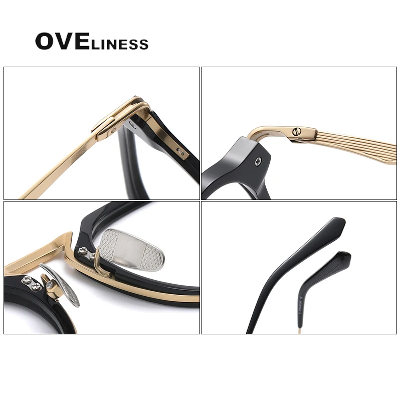 2022 Acetate Titanium Eye Glasses Frame Men Vintage Square