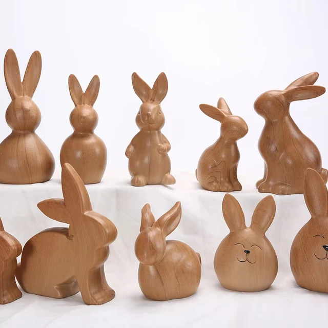 Easter Ceramic wooden color bunny  Ceramic Easter rabbit bunny Easter items bunny