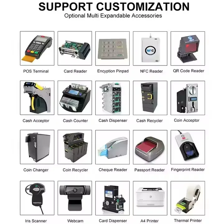 Card Dispenser Coin Change Barcode Scanner Card Payment Kiosk Insurance Bill Payment Kiosk Dual Screen Kiosk with A4 Printer