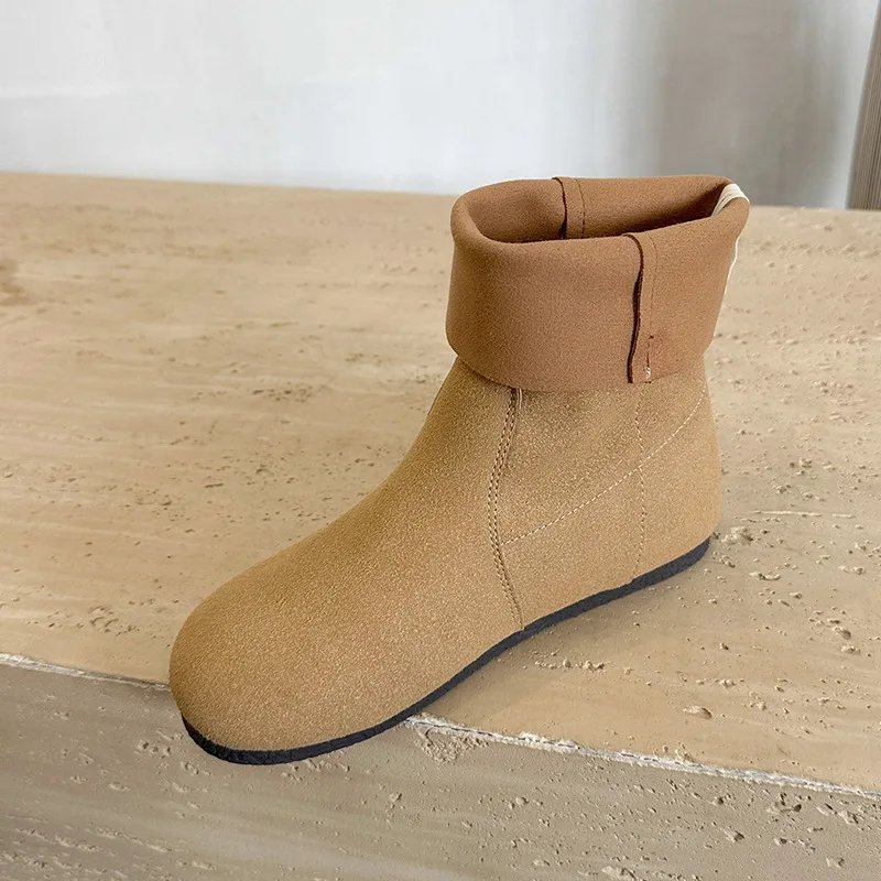 2024 Winter Cowhide Round Toe Boots Vintage Leather Loose Flat Heel Women Western Ankle Boots - Image 3