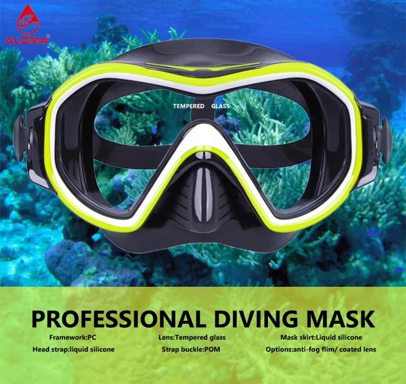 Aloma factory Adult Scuba Diving Masks Gear Freediving Spearfishing Snorkeling gear Diving Mask factory