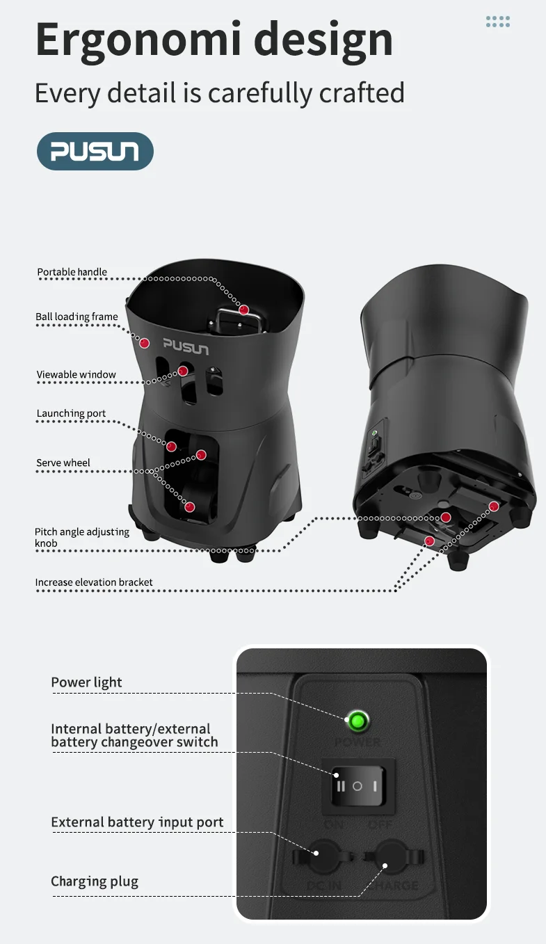 2024 New Design Tennis Automatic Ball Machine Launcher Equipment Feeder Robot For Training Practice With App Remote Control factory