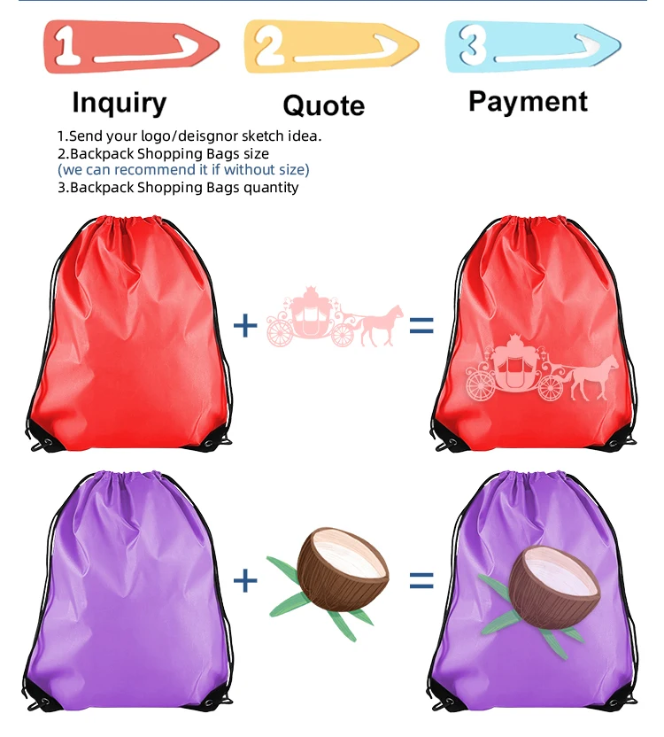 Custom Reusable Polyester Tropical Pull String Bag Shopping Drawstring Backpack Bag For Outdoor