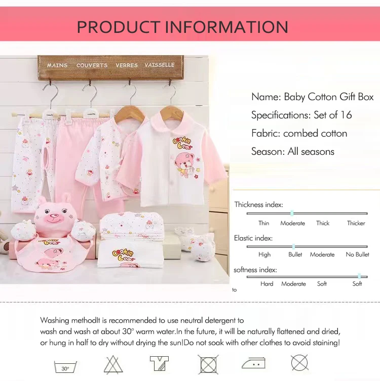 Everystep 16pcs/set 100 Cotton Newborn Baby Clothes Gift Set Baby