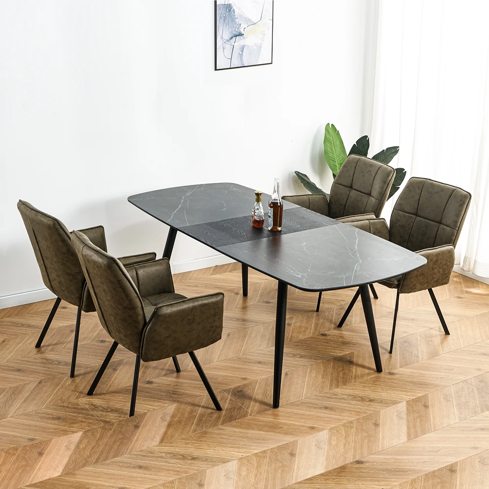Роскошный современный набор мебели в скандинавском стиле для дома ресторана столовой 4-6 местный обеденный стол с мраморным покрытием из спеченного камня и выдвижным