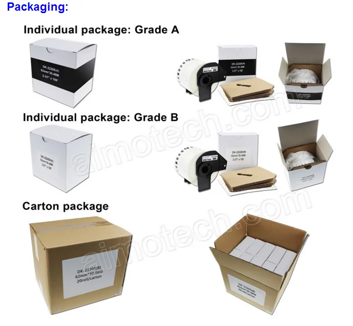 Dymo Label Printer Compatible Brother DK-22205 Roll Tape DK22205 Thermal Paper Label Printer DK Rolls 62mm X 8m