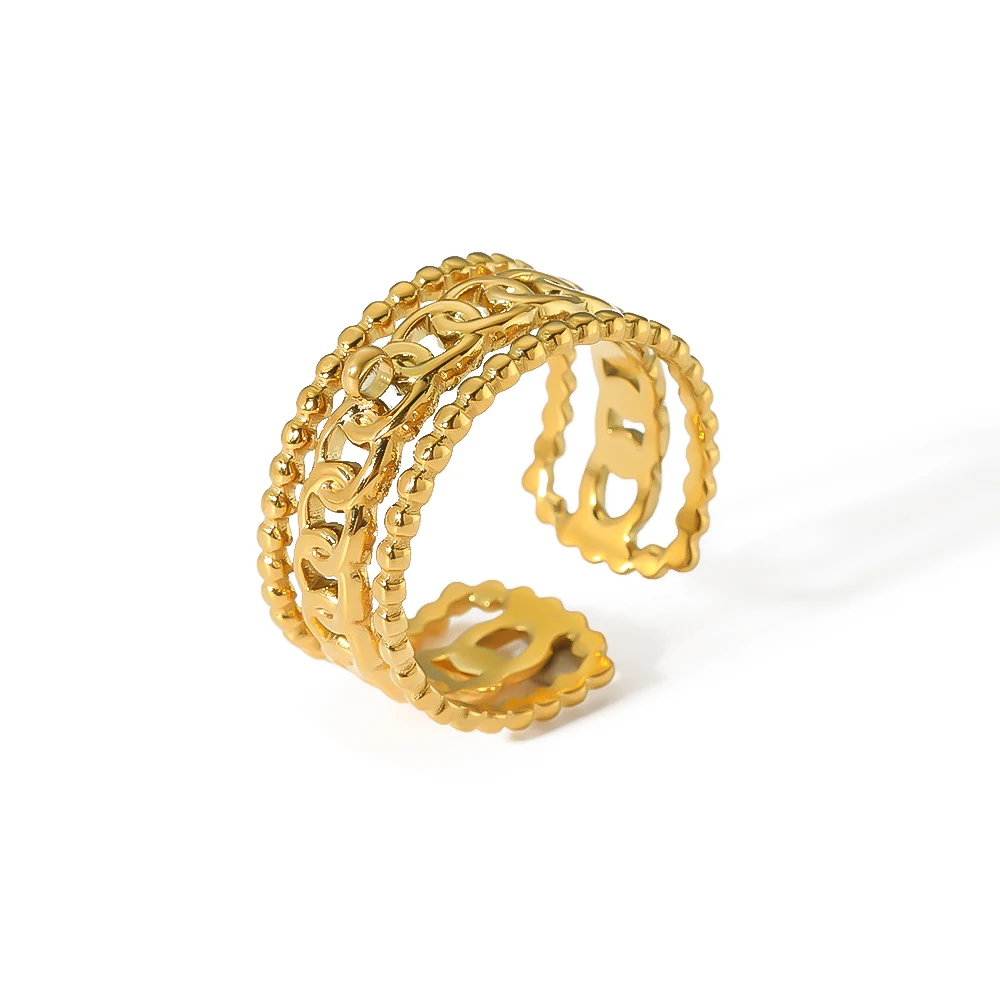 Trendy Minimalist Stainless Steel 18k High Quality Resizable Cuff Gold ...