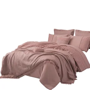 High Quality and Comfortable Solid Color Luxury Jacquard Bed Microfiber Comforter Set