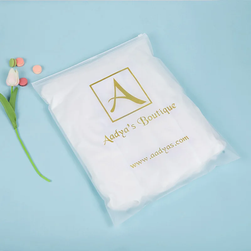 Custom Clothes Packaging Zip Lock Bag Biodegradable Matt Black Frosted Pvc Pe Plastic Clothing