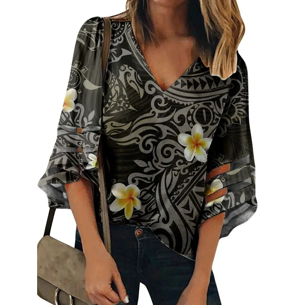 Source Print Shirt Summer New Female Hawaiian Fashion Floral Short Sleeve Shirts  Ladies Loose Casual Tops Chiffon Blouses on m.