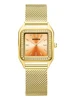 Orange with gold watch