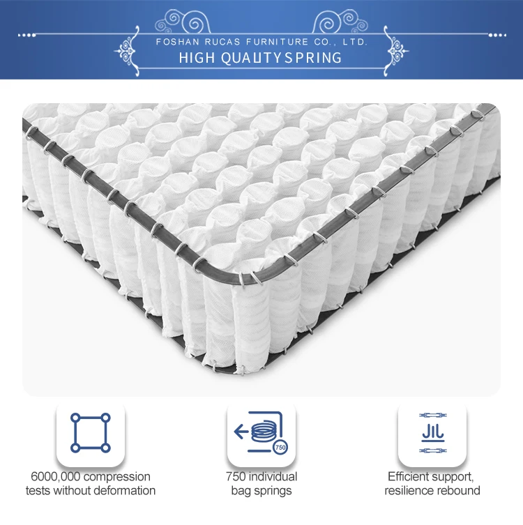 Rucas Double Queen Size Comfortable 25cm Pocket Spring Mattress Natural ...