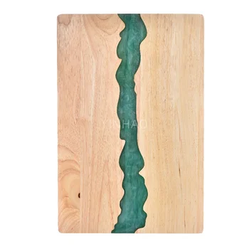 Heavy Duty Cutting Serving Board With Green/Blue Ocean for Meat Cheese And Vegetables Wood And Epoxy Resin Cutting Board