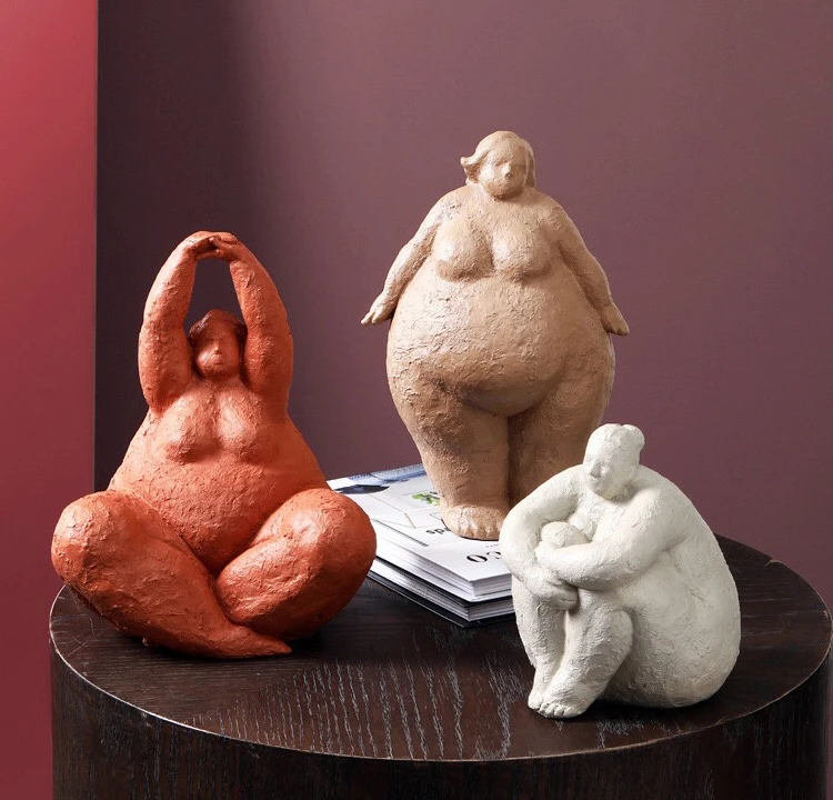 Resin Abstract Fat Lady Figurines - Nordic Woman Ornament for