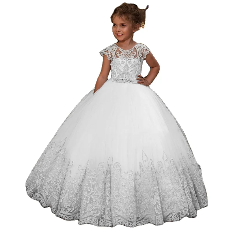 Новинка, товары для международной торговли, детское платье для девочек с цветами, кружевное платье без рукавов для выступлений, платье принцессы, юбка