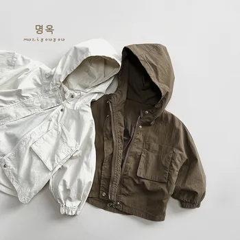 Children's Korean-style Coat 2025 Spring Autumn New Style for Boys and Girls Japanese Style Stylish Retro Trench Coat Trend