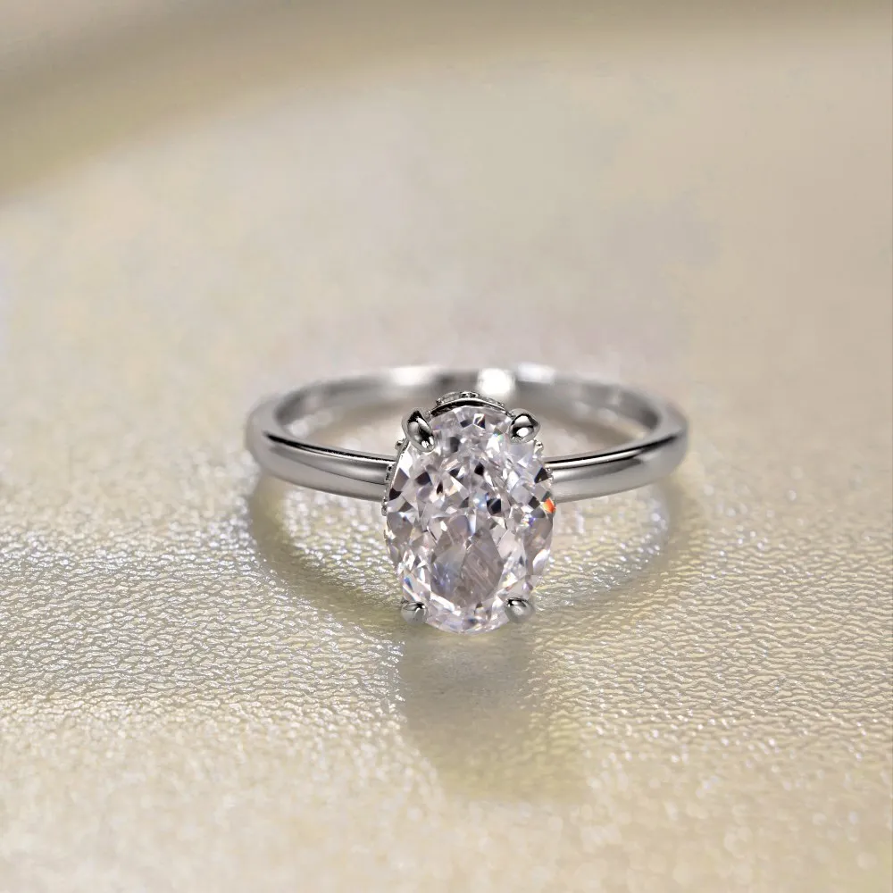 KAKODIY Fashion High Jewelry Rhodium Plated 925 Sterling Silver Oval 8A Crushed Ice Cut Zirconia Women's Wedding Engagement Ring detail 6