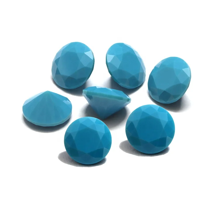 Small Size Point Back Loose Round Shape Synthetic Nano Blue Turquoise for Jewelry Making