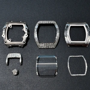 18K White Gold Natural Diamonds Watch Case 40mm Customizable Automatic Watch Accessories With White Gold Buckle for Rm