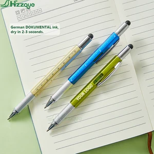 2026 Multifunction 6 in 1 Tool Pen with Ruler Level Two-Head Screwdriver Stylus Ball Pen with Custom logo