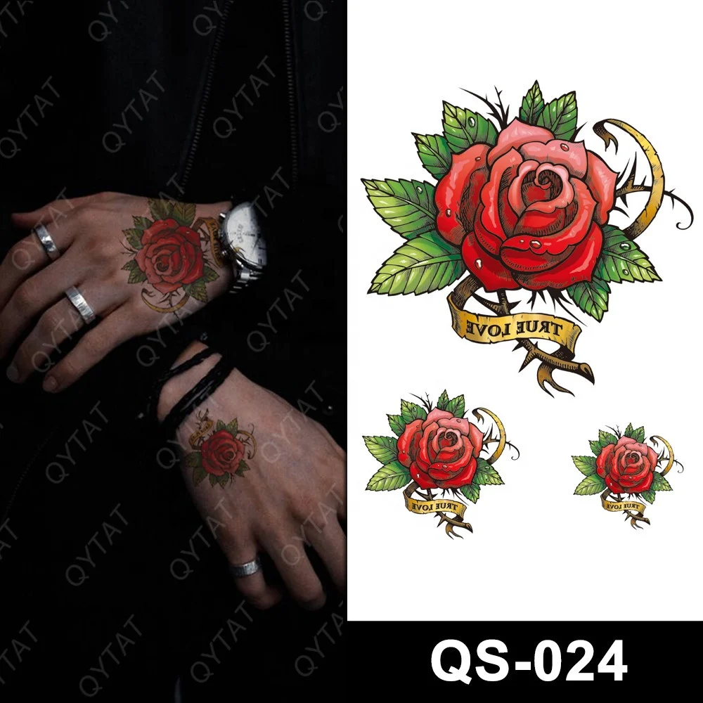 Gorgeous Rose with leaves Temporary Waterproof Tattoo For Men and Women   Amazonin Beauty