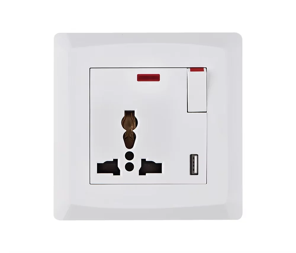 VNX Universal 220V Electrical 3 Pin Plug 13A Multi Wall Socket 2 Usb Wall Socket With Usb Ports