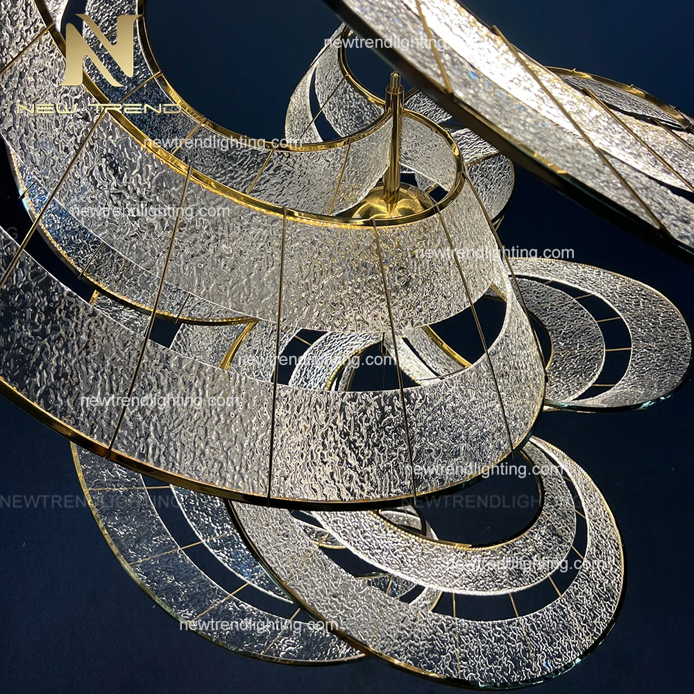 cpl-488Modern Fluid Spiral Ribbon Chandelier – Custom Oversized LED Sculpture Light for Hotel Atrium & Lobby